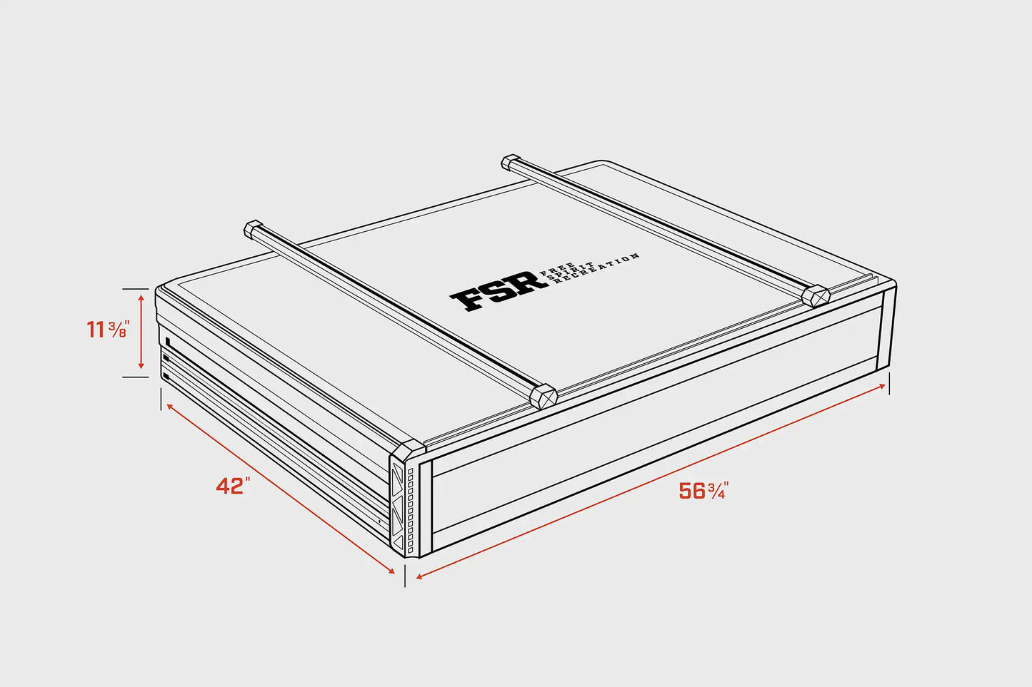 Nova Standard rooftop tent — Closed dimensions
