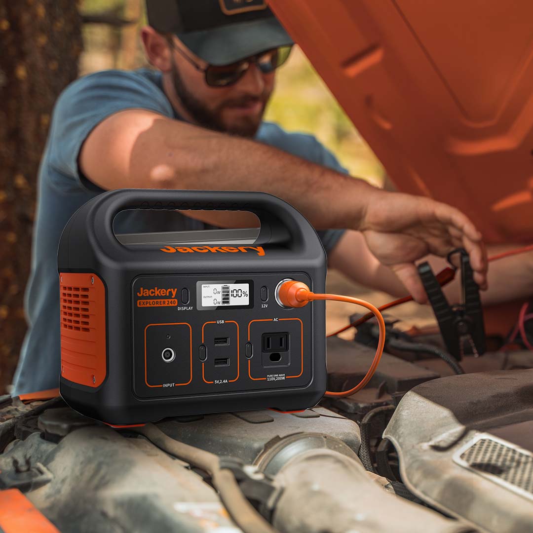 Jackery 12V Automobile Battery Charging Cable in use