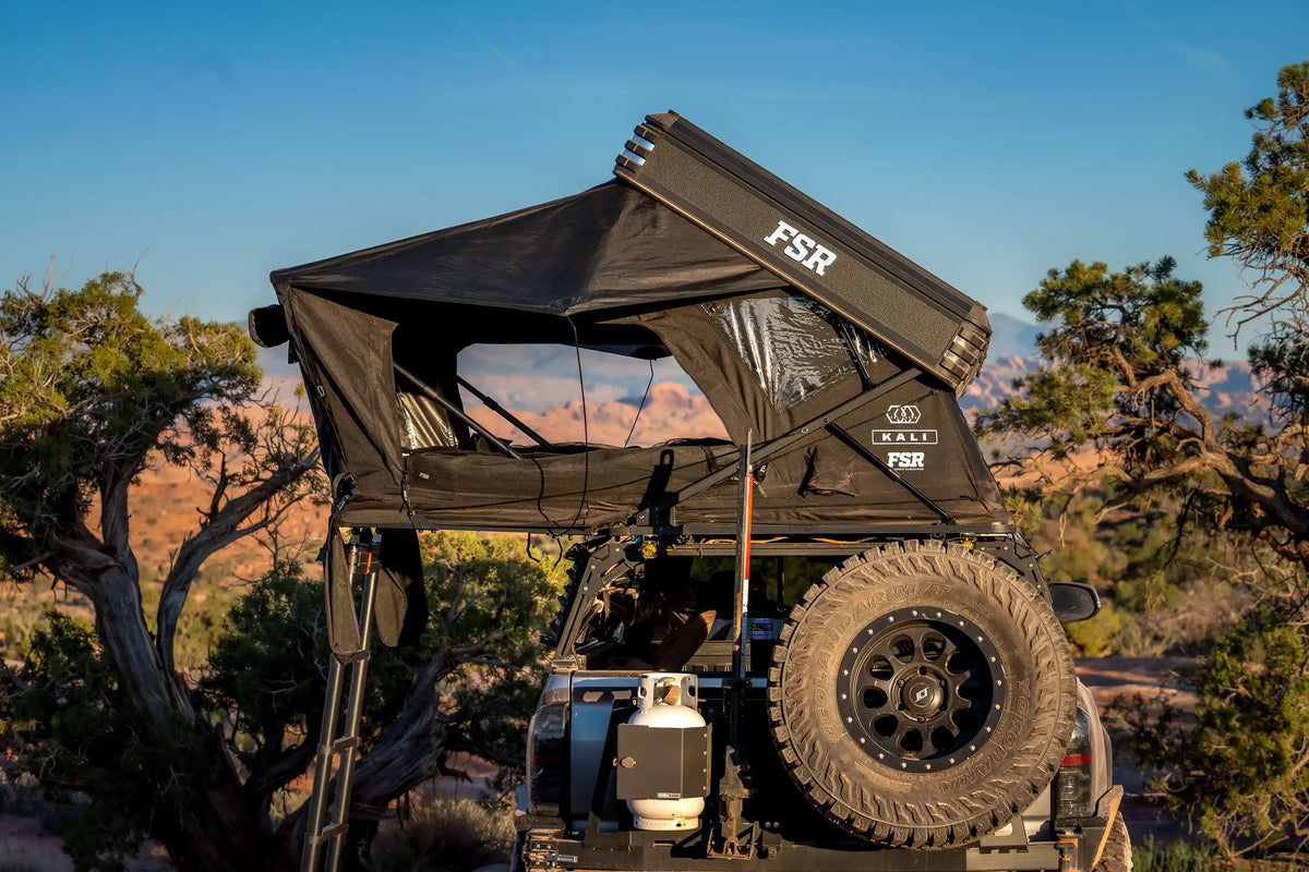 Kali rooftop tent — Tacoma rear