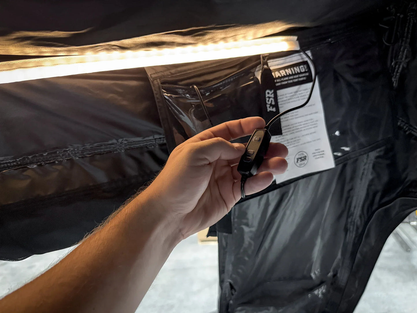 Evolution XL rooftop tent — Interior light switch