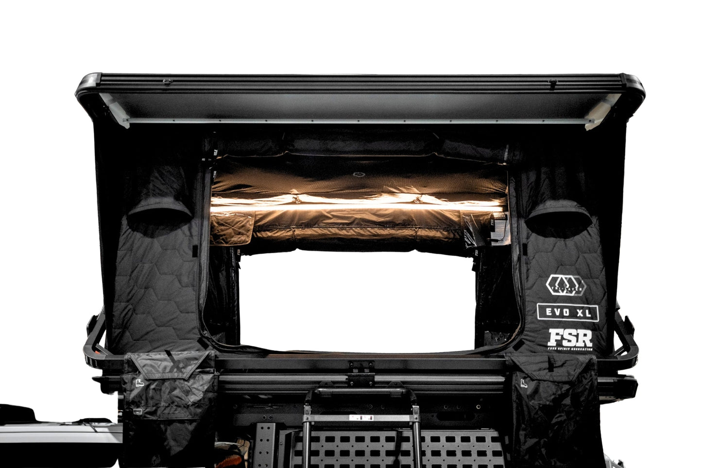 Evolution XL rooftop tent — Front open