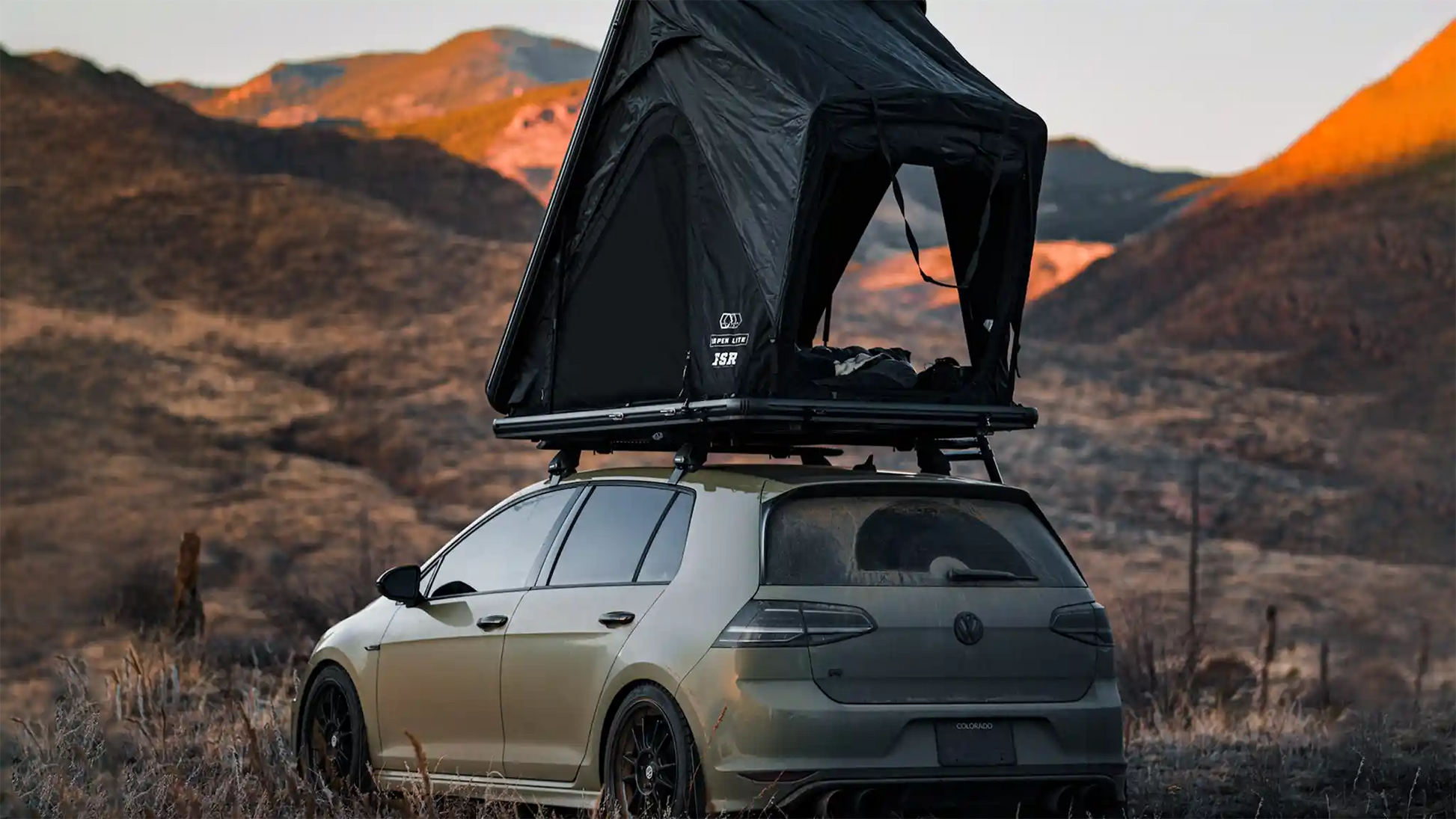 Aspen Lite Standard rooftop tent — Installed on compact car