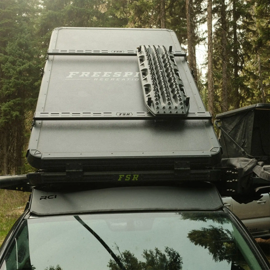 Hard shell rooftop tent crossbar kit installed