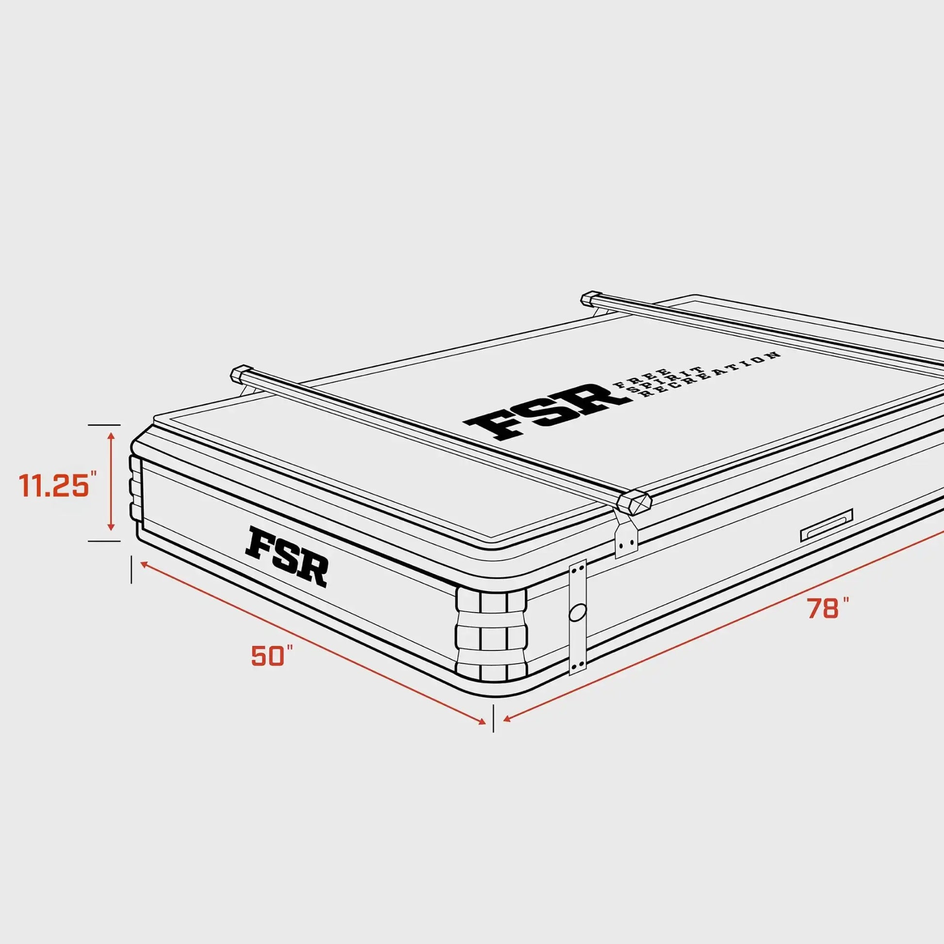 Kali King rooftop tent — Closed dimensions