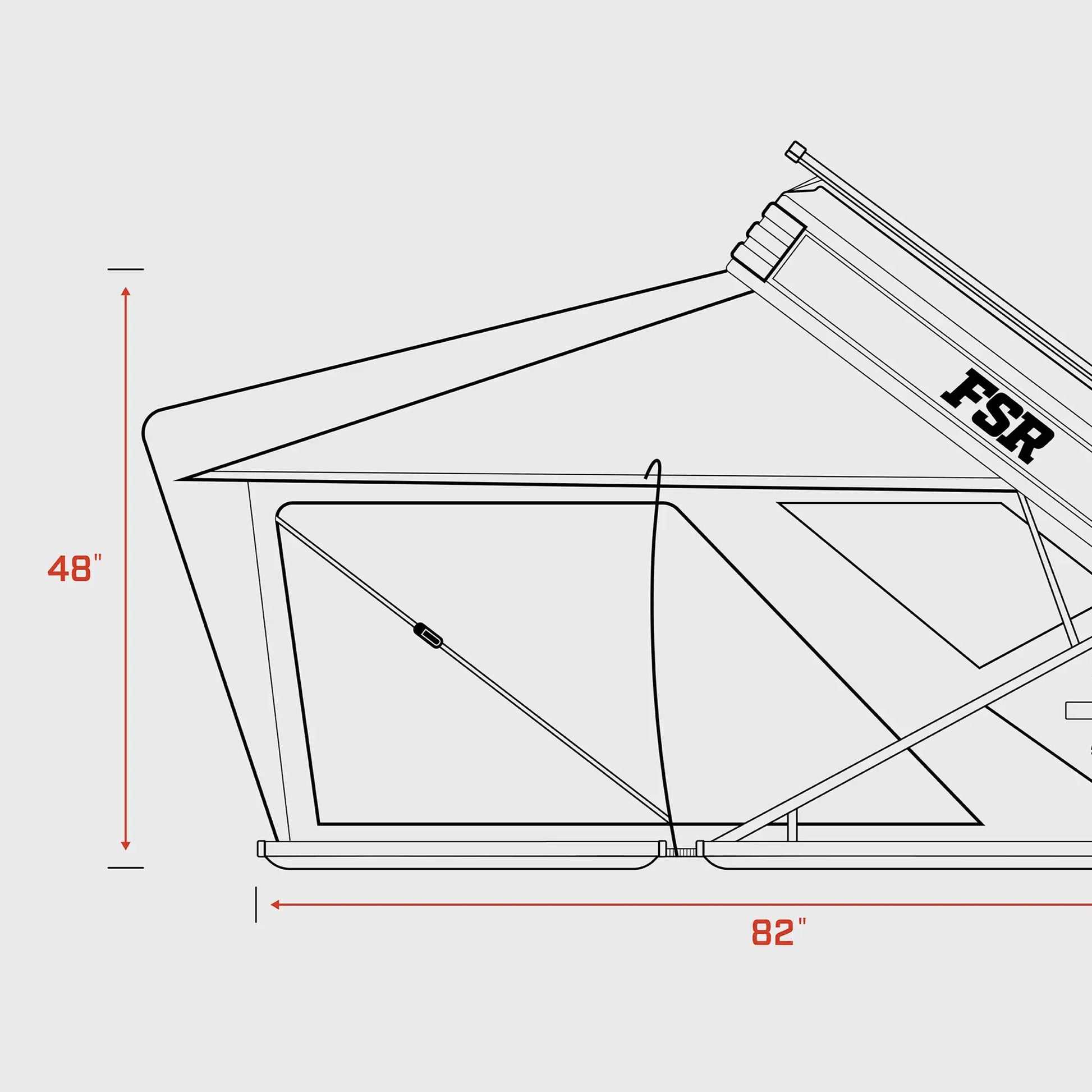Kali King rooftop tent — Open length dimensions