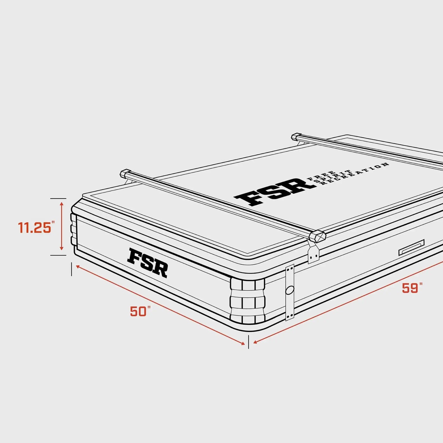 Kali rooftop tent — Closed dimensions
