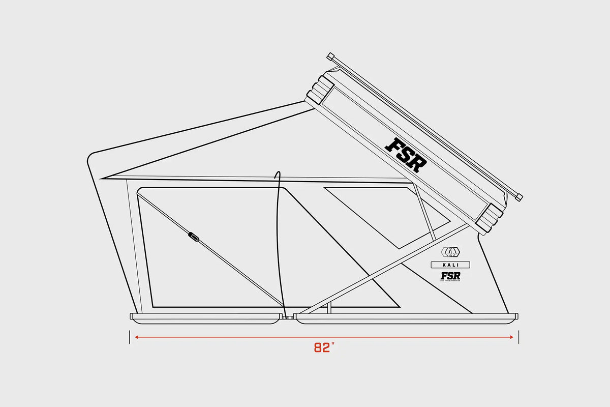 Kali rooftop tent — Open length dimensions