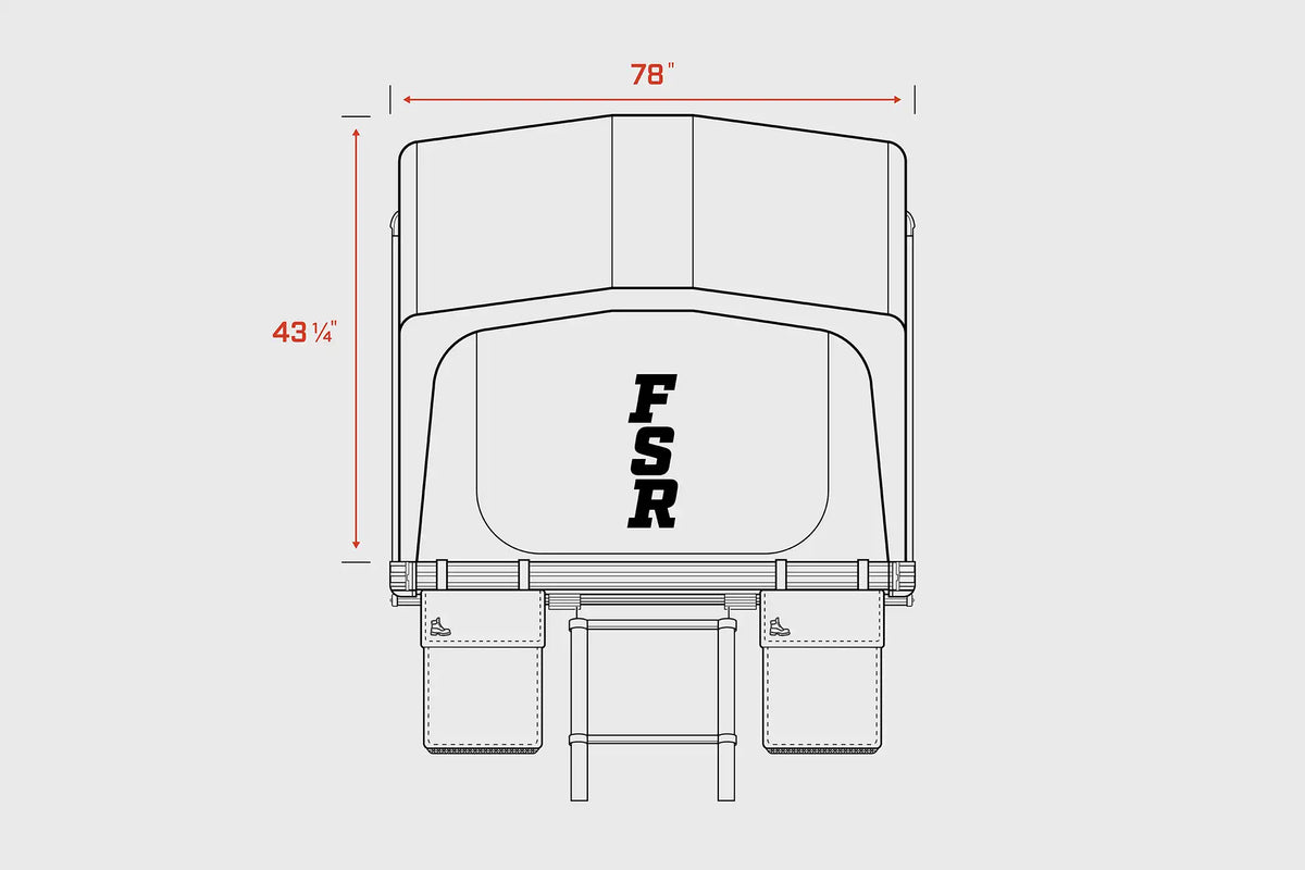 Nova King rooftop tent — Open width dimensions