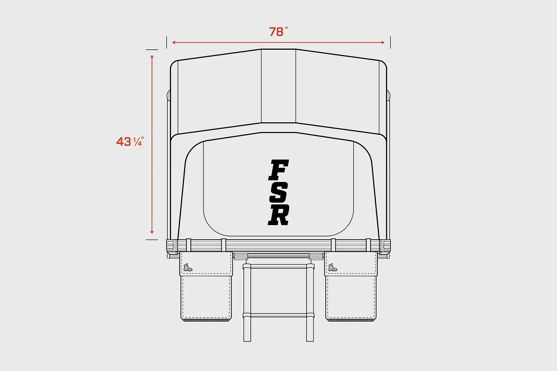 Nova King rooftop tent — Open width dimensions