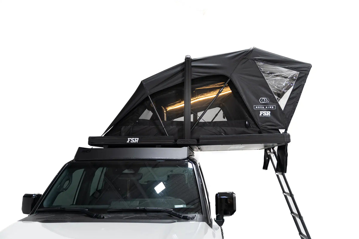 Nova King rooftop tent — Side with lights on