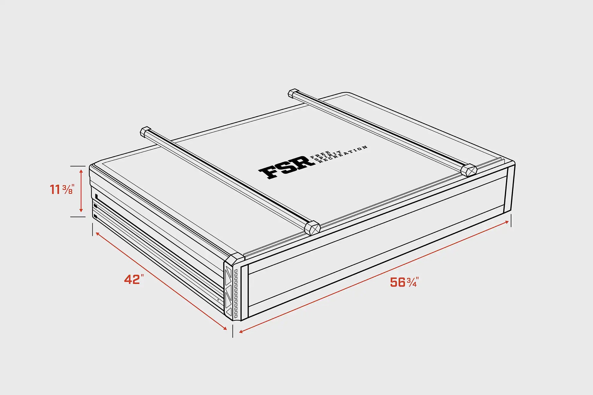 Nova Standard rooftop tent — Closed dimensions
