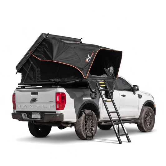 Sirius 2 Aluminum clamshell rooftop tent mounted on vehicle roof